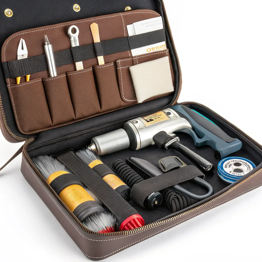 Selection of professional upholstery tools